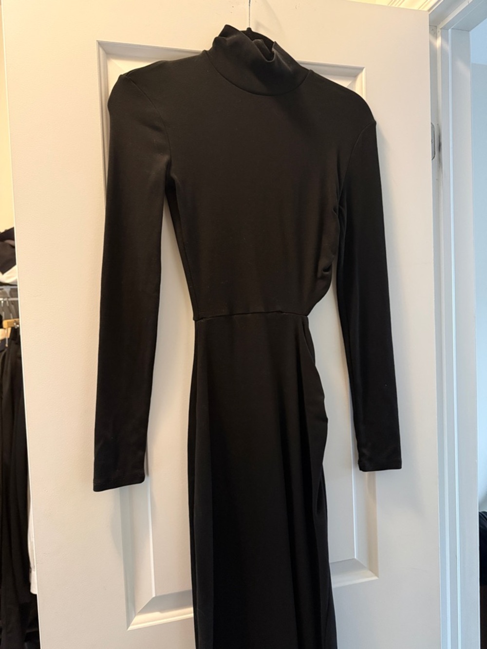 Zara Black Long-Sleeve Midi Dress with Turtleneck